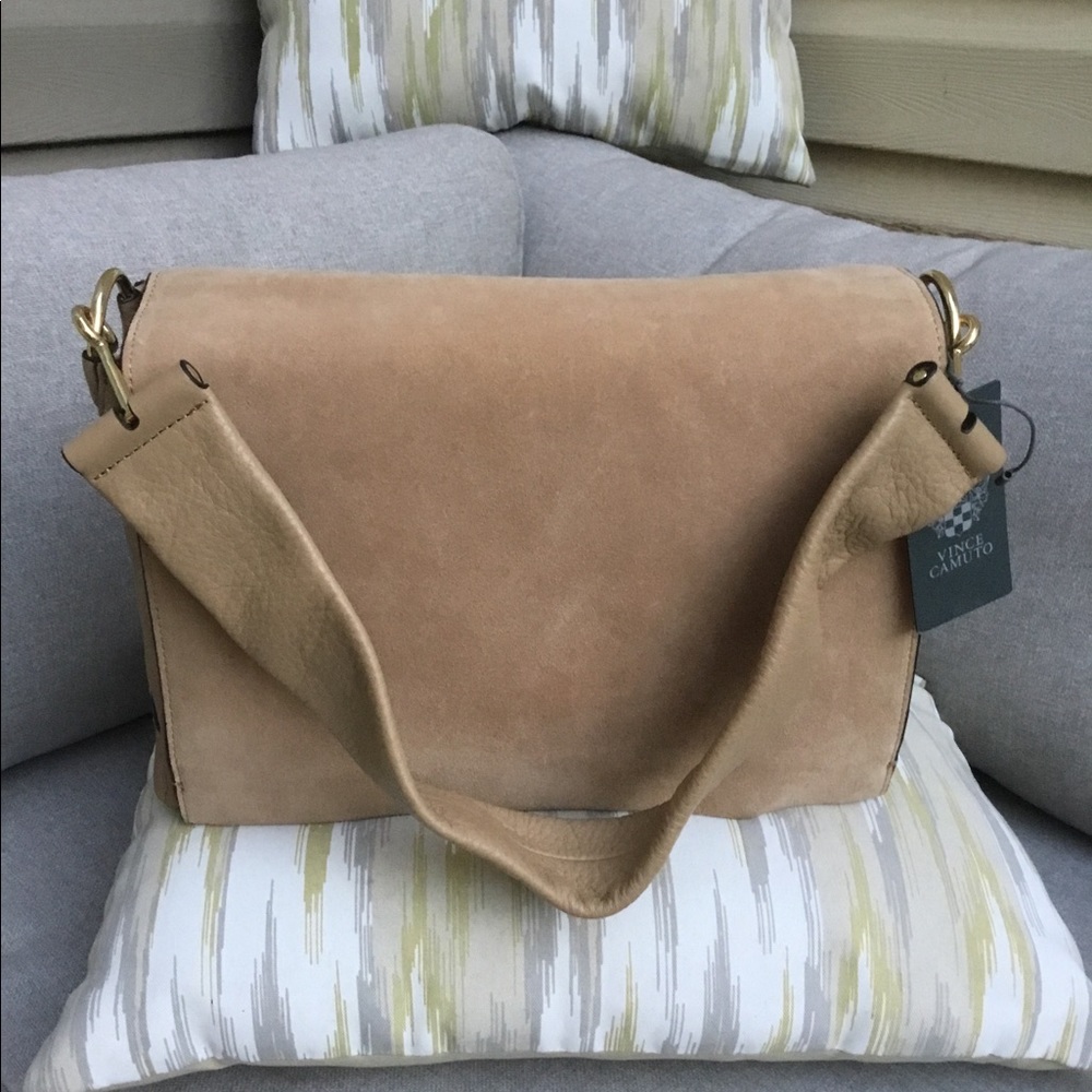 Vince Camuto Beige Bag Sued Genuine Leather